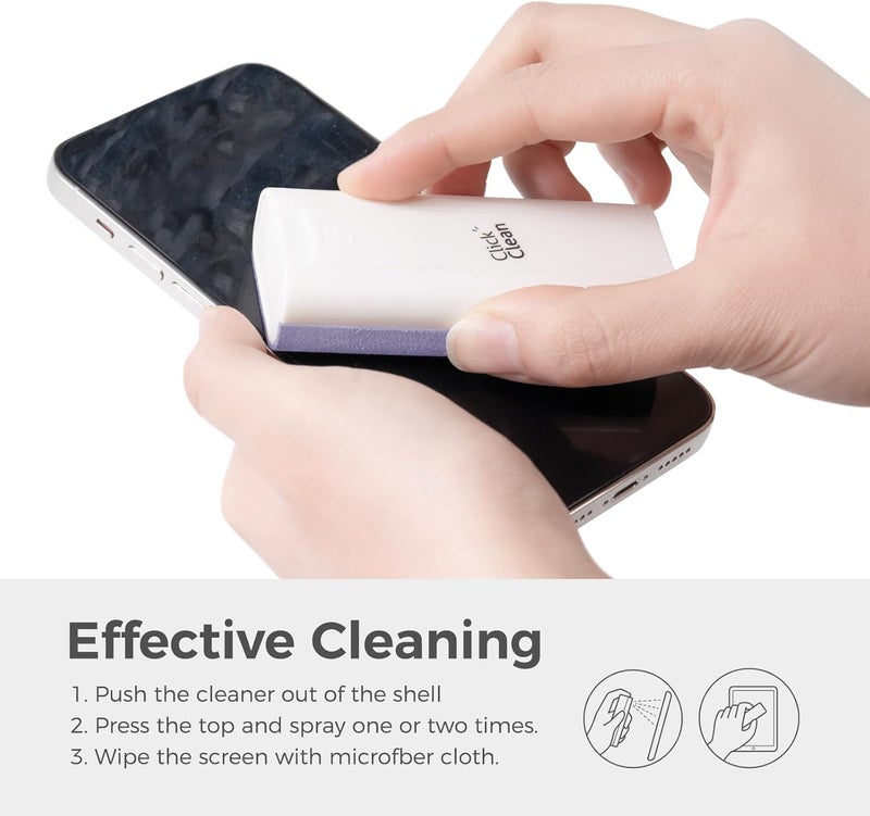 CLICK CLEAN Touchscreen Mist Cleaner, Screen Cleaner, All in One Screen Cleaner Spray with Microfiber and Phone Stand for All Phones, Laptop and Tablet Screens (Purple), W5131 - Image 3